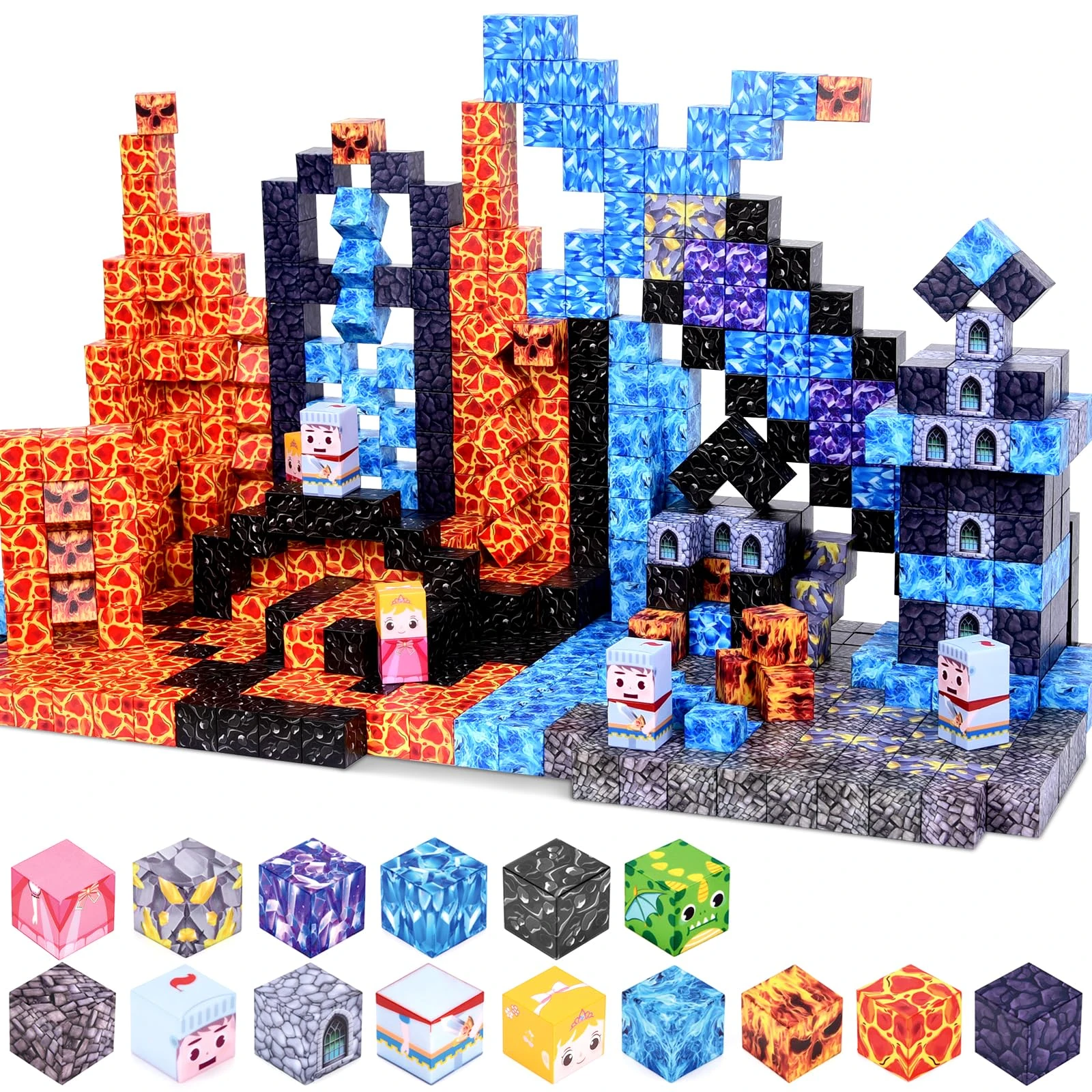 YIHANG 100 PCS Magnetic Blocks, Build Magnet Dark Castle & Sword, Magnetic Toys Christmas Birthday Gifts for Kids Toddler, STEM Sensory Toys for 3+ Year Old Boys & Girls