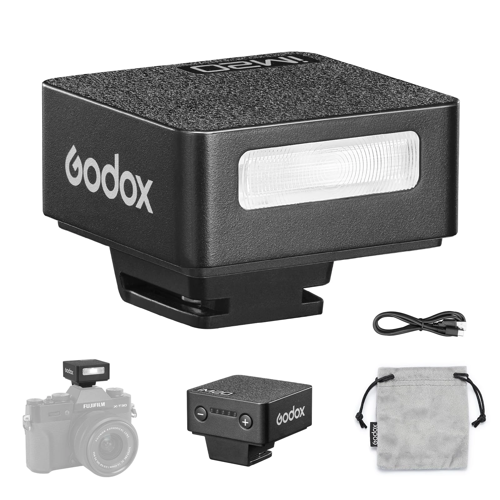 Godox iM20 Mini Camera Flash Speedlite - 470 mAh/Type-c Charge/440 Full-Power Flashes/3s Recycle Times/5 Power Levels/Manual,Camera Flash for Sony zve10/Sony zv1/Sony a7iii/Ricoh gr3/Fujifilm f1 etc.