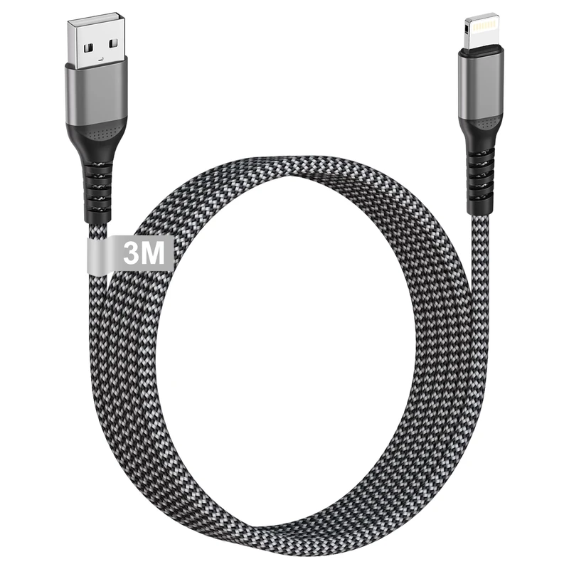 USB to Lightning Cable 3M [MFi Certified], Extra Long iPhone Charger Cable 3M lightning Cable Braided USB Lightning Fast Charger Cable Phone Wire Lead Cord for iPhone 14/13/12/11/X/XS/XR/8/7, iPad