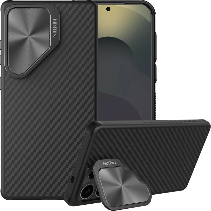 Nillkin MagSafe Case for Samsung Galaxy S25 Ultra 6.8 inch Made of Aramid Fiber, Phone Case Compatible with Magnetic Charging, Camera Protection Cover & Phone Stand, Thin & Hard Backboard, Black