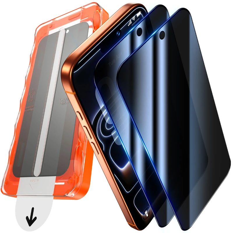 UniqueMe Privacy Screen Protector for iPhone 17 Pro Max - Automatic Dust Removal, Shatterproof Military Level, Anti-Scratch, Bubble-Free, Anti Spy Film, Pack of 2