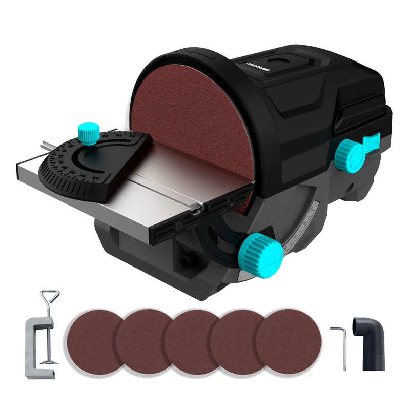 Cecotec PerfectSurface 1000 Stand Disc 140W Electric Desktop Disc Sander, 5 x 125mm Sandpaper Refills, Sanding Bench, Detachable Adapter, Table Anchor Stand
