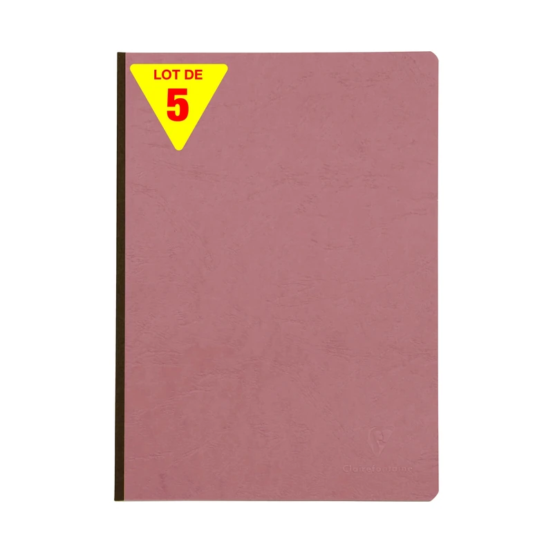 Clairefontaine 791426CPack Age Bag Collection Set of 5 Antique Pink Canvas Sewn Notebooks A4 21x29,7cm - 192 Small Squared Pages 90g White Paper Leather Cover