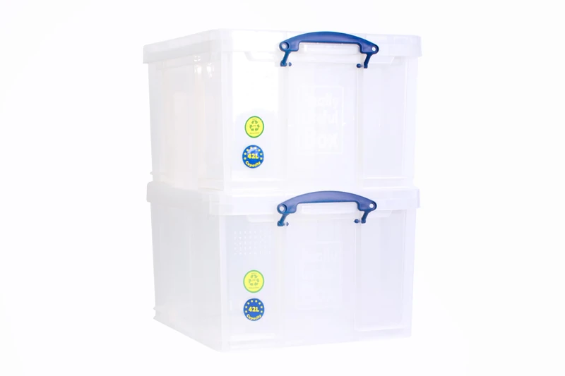 Really Useful Box Plastic Storage 42 Litre Clear (Pack Of 2)
