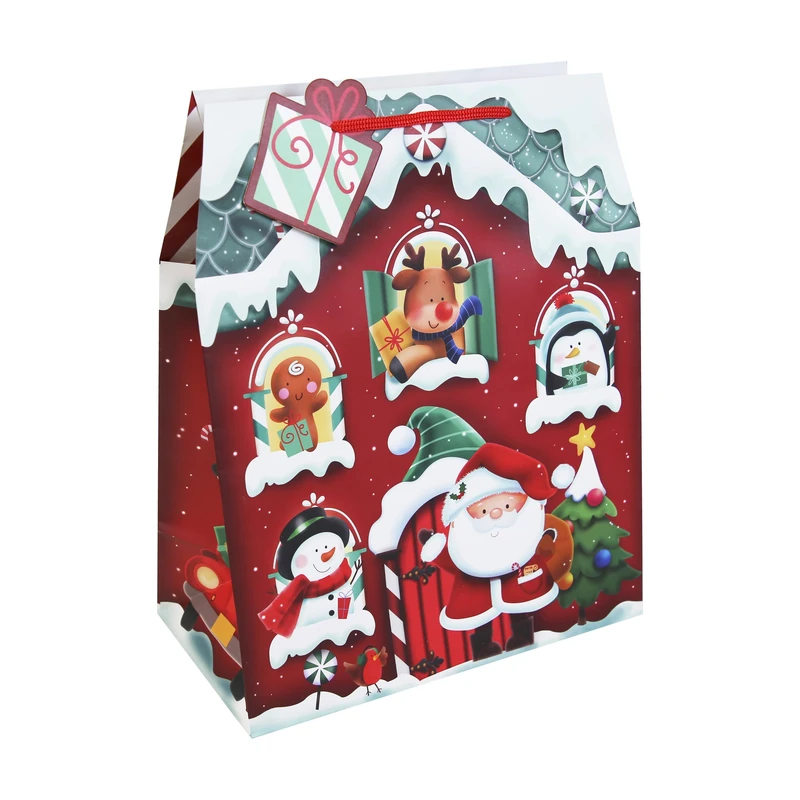Eurowrap X-36106-2C - Maison Noël sac Large 26,5x14x33 cm - Lot de 12 - Image 1