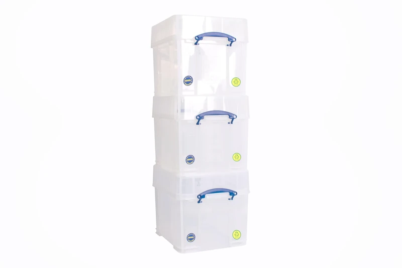 Really Useful Box Plastic Storage 35 Litre With XXL Lid Clear (Pack Of 3)
