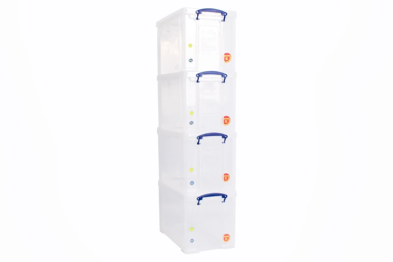 Really Useful Box Plastic Storage 24 Litre Clear (Pack Of 4)