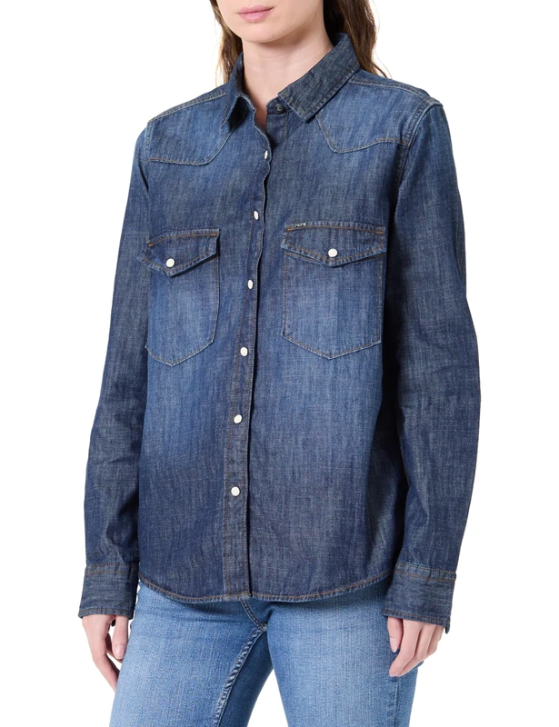 Pepe Jeans Women's W Shirt, Blue(Denim-ZY8), S