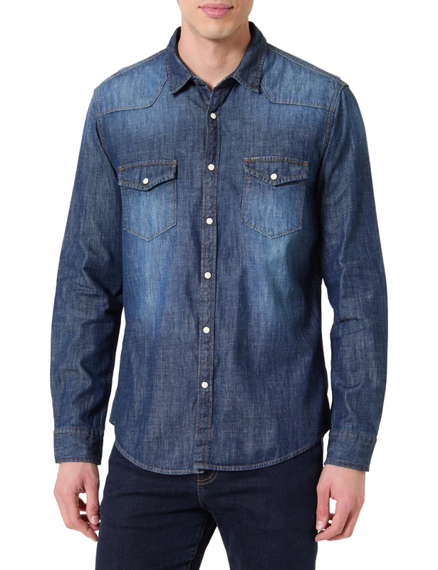 Pepe Jeans Men's M Regular Shirt, Blue(Denim-ZY8), M - Image 1