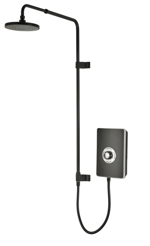 Triton Showers Collections UNIQ® | Shower Electric | 9.5 KW I Matte Black I Electrical Showers | with Rainfall Showerhead and Anti Twist Hose | Best Electric Shower Units for Bathrooms