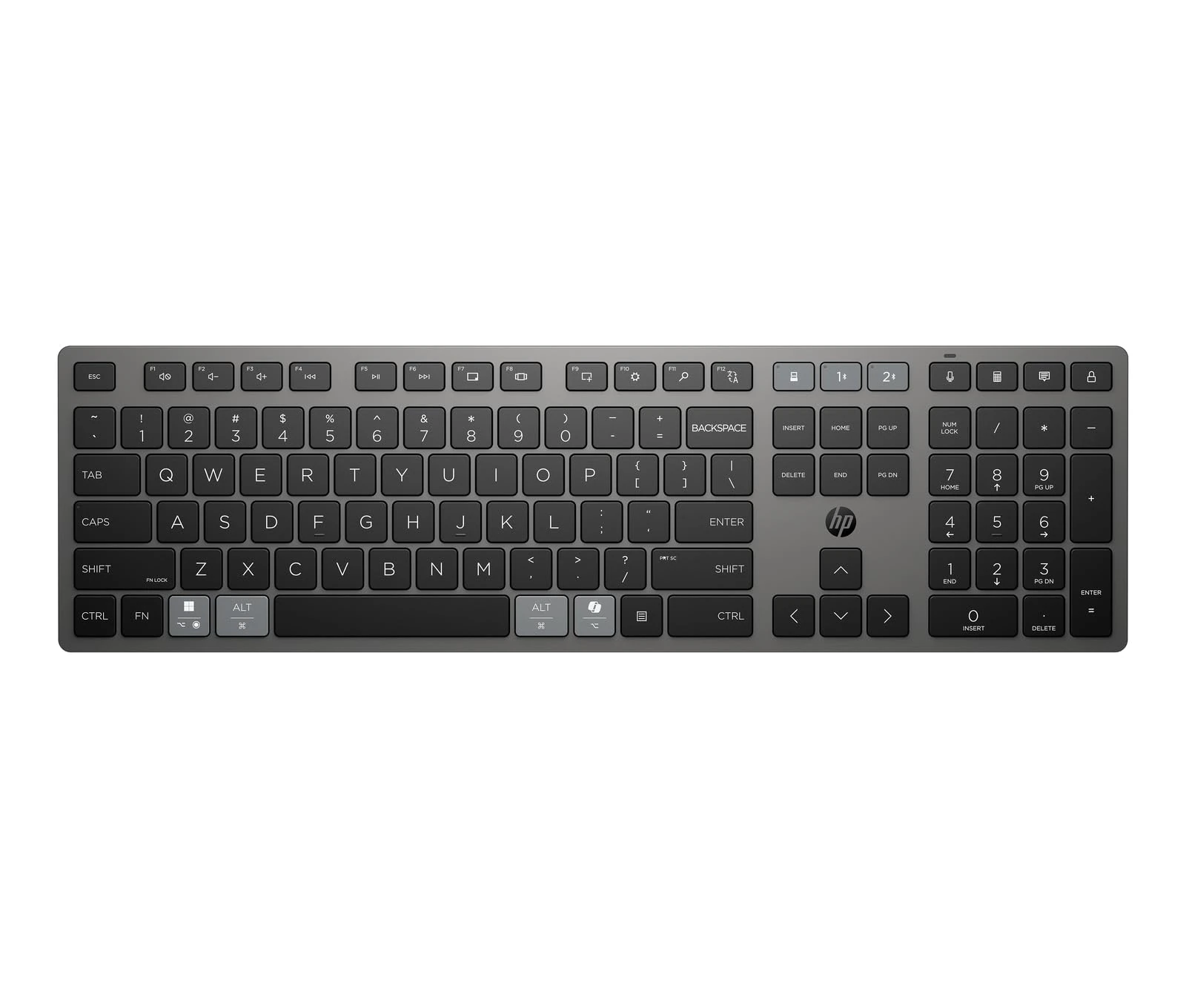 HP 720 Multi-Device Rechargeable Wireless Keyboard | Ultra-fast Rechargeable Supercapacitor | 2 Months of Usage from a 3-Minute Charge | 22 Programmable Keys | 2.4GHz and Bluetooth | Black