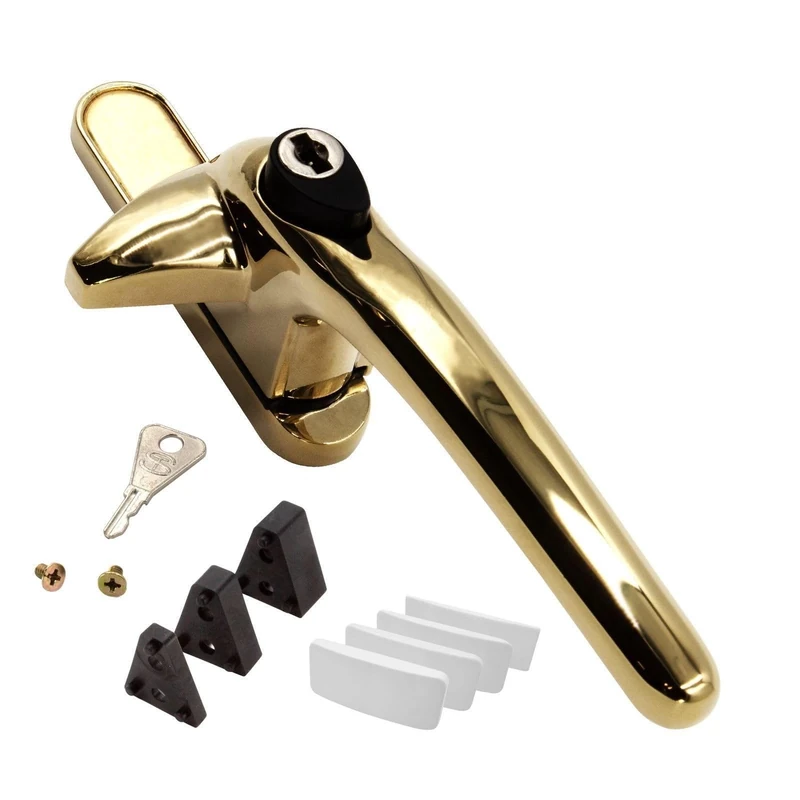 Universal Cockspur Window Handle Kit (10 Pack) - Right, Polished Gold/White