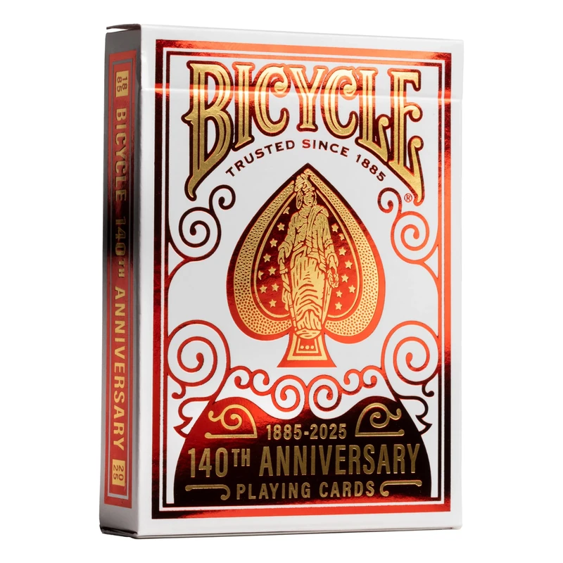 Bicycle 140th Year Anniversary Playing Cards, Red and Gold Foil, Historic 1885 Design, Special Edition, 1 Deck