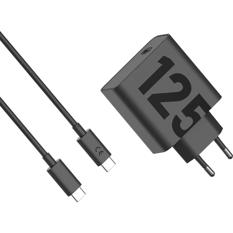 Motorola Turbo Power Charger 125 W, Universal USB Type-C Ultra Fast Charger, Cable Included, Original Motorola Charger, Matte Black