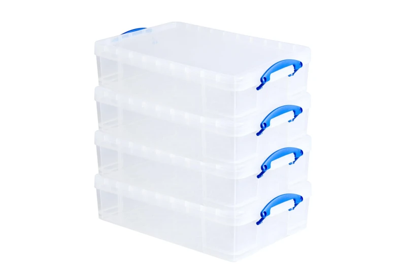 Really Useful Box Plastic Storage 24.5 Litre Clear (Pack Of 4)