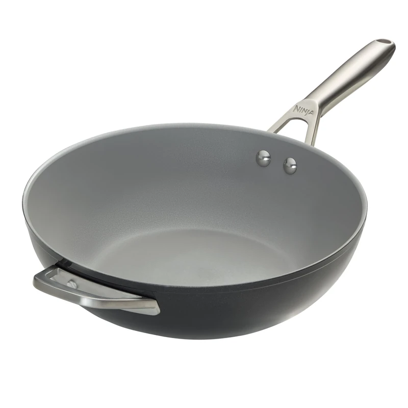 Ninja ZEROSTICK Ceramic Pro 28cm Wok, Scratch Resistant, Made PTFE-Free, All Hob Compatible, Black CW30928UK
