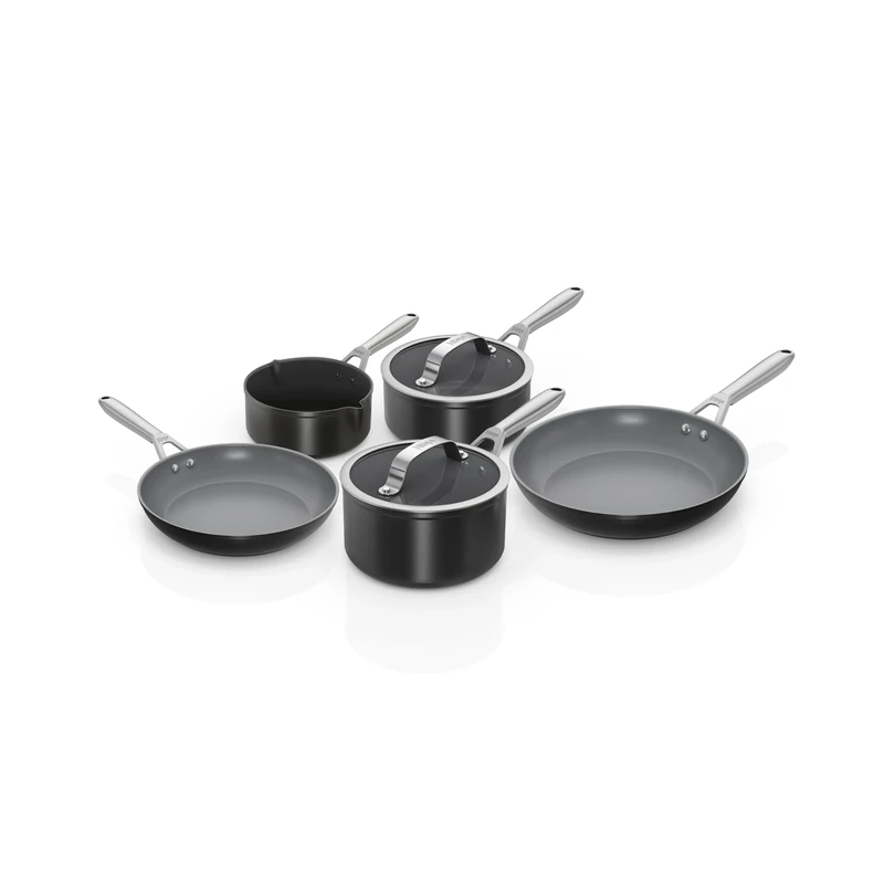Ninja ZEROSTICK Ceramic Pro 5-Piece Pan Set, Scratch Resistant, Made PTFE-Free, All Hob Compatible, Black CW35000UK
