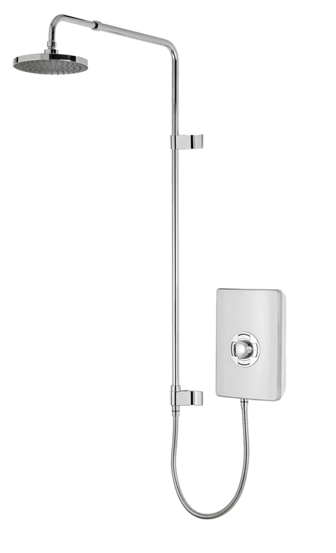 Triton Showers Collections UNIQ® | Shower Electric | 9.5 KW I Gloss White I Electrical Showers | with Rainfall Showerhead and Anti Twist Hose | Best Electric Shower Units for Bathrooms