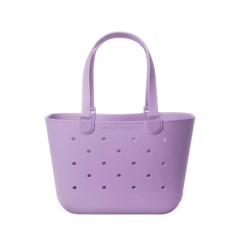 Simple Modern Beach Bag Rubber Tote | Waterproof Large Tote Bag with Zipper Pocket for Beach, Pool Boat, Groceries, Sports | Getaway Bag Collection | Purple Breeze | Large