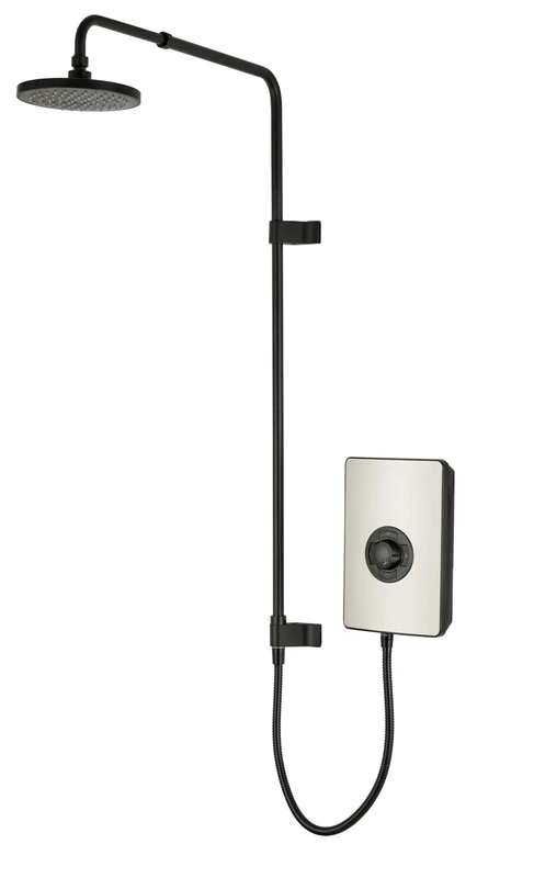 Triton Showers Collections UNIQ® | Shower Electric | 9.5 KW I Nickle I Electrical Showers | with Rainfall Showerhead and Anti Twist Hose | Best Electric Shower Units for Bathrooms