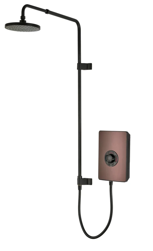 Triton Showers Collections UNIQ® | Shower Electric | 9.5 KW I Dark Bronze I Electrical Showers | with Rainfall Showerhead and Anti Twist Hose | Best Electric Shower Units for Bathrooms