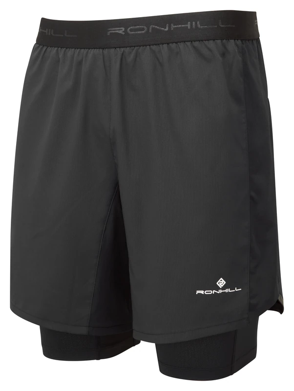 Ronhill Running, Men's Tech 7" Twin 2in1 Short, Black, L
