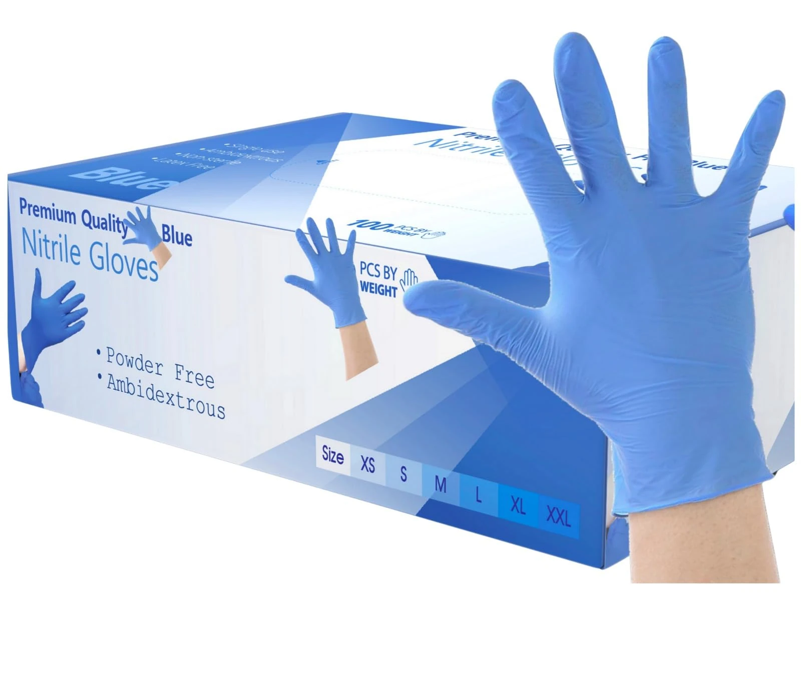 2000 Disposable Gloves Medium Blue Nitrile Gloves Food, Mechanical, Industrial, Hair & Beauty, Janitorial, Car Car e, Multipurpose-Powder Free (2000 Gloves, Medium)