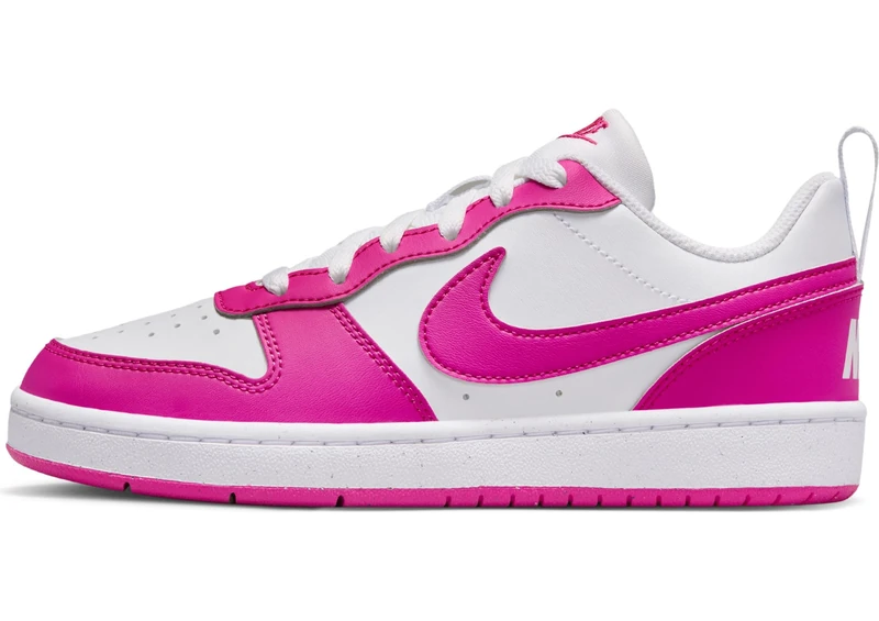 Nike Boy's Court Borough Low RECRAFT (GS) Sneaker, White/Laser Fuchsia, 4