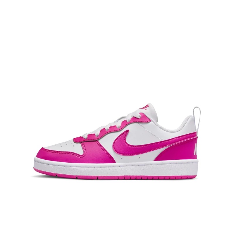 NIKE Unisex Kids Court Borough Low Recraft Sneaker, White Laser Fuchsia, 3 UK
