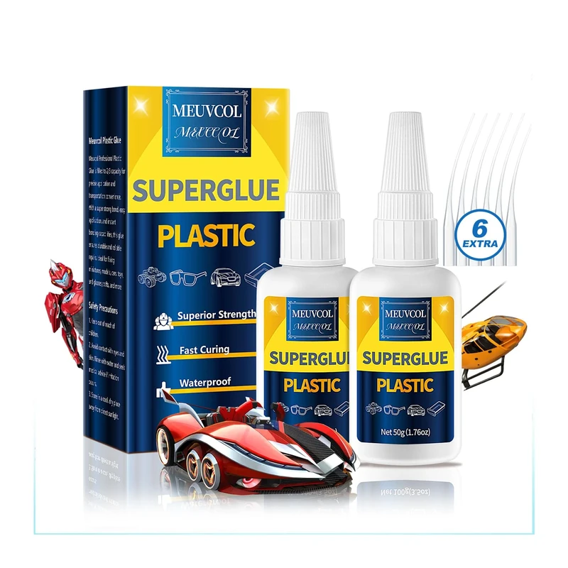 Meuvcol Heavy Duty Plastic Glue - 100g Super Strong Waterproof Acrylic for Legos, Miniatures, PLA, 3D Print, Car, ABS, PVC, Craft - Fast Drying