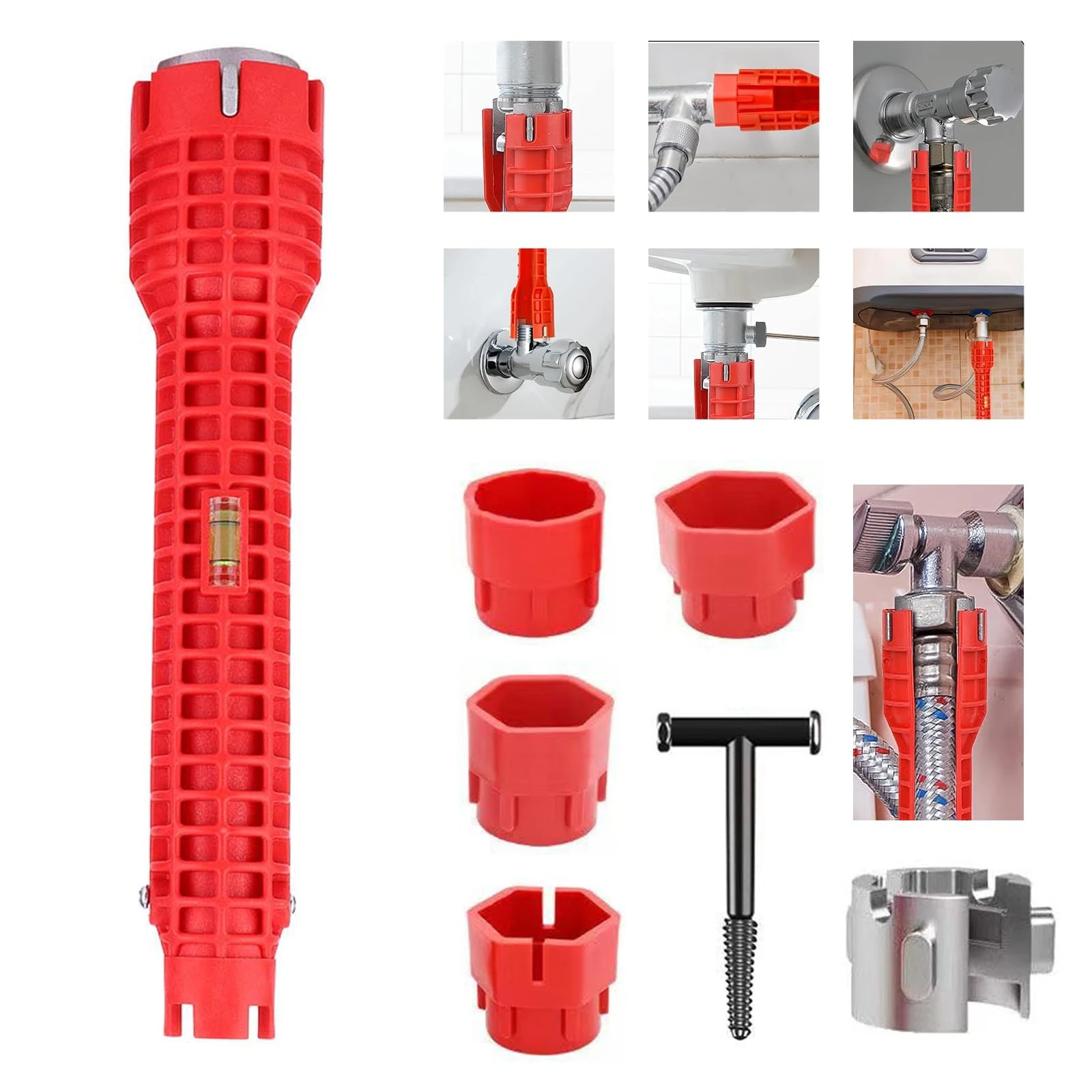 Tap Spanner Tool, 12-in-1 Multi-Functional Faucet Wrench, Comfortable Grip, Anti-Slip, for Sink, Bathroom & Kitchen Plumbing, Faucet Installation, Plumbing Repair Kita