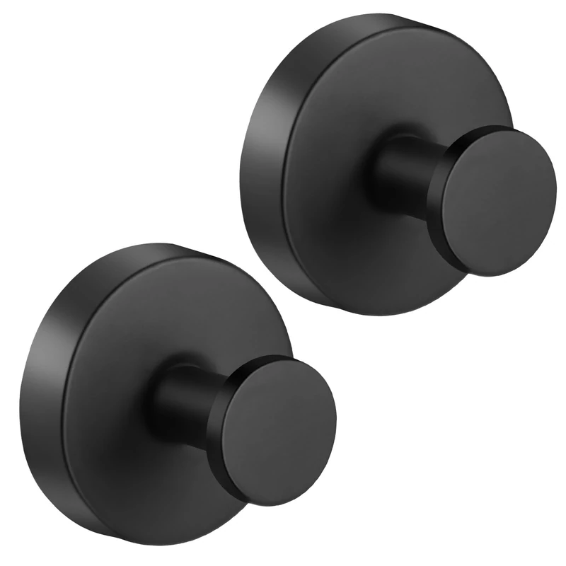 flintronic Vacuum Suction Cup Hooks, Stainless Steel Waterproof Heavy Duty Towel Suction Cup, Waterproof Suction Cup Hook, Removable and Reusable Hook for Bathroom, Kitchen, Glass Door (Black, 2Pcs)