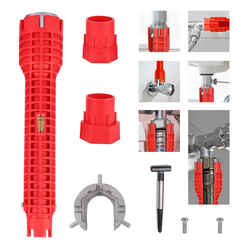 Tap Spanner Tool, 8 in 1 Faucet and Sink Installer, Multifunctional Wrench Kit, Anti-Slip Sink Faucet Installation Socket Wrench, Ideal for Kitchen/Bathroom Sink Repair