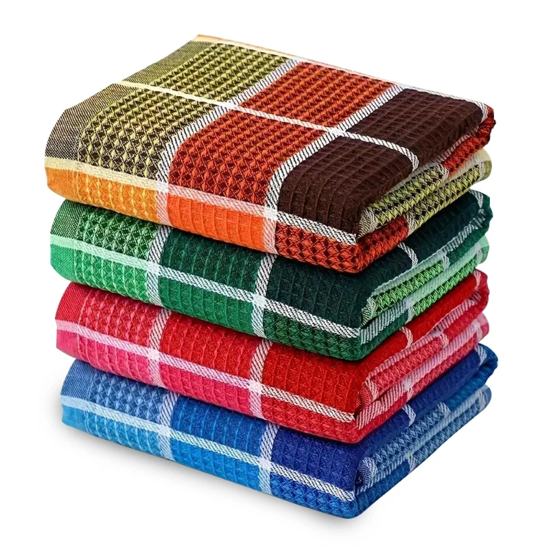 RMTech Premium Cotton Tea Towels Set– Super Absorbent, Durable & Soft, Kitchen Tea Towels for Drying, Cleaning, and Baking – Pack of 4, (68cm by 42cm) Eco-Friendly Dish Clothes.