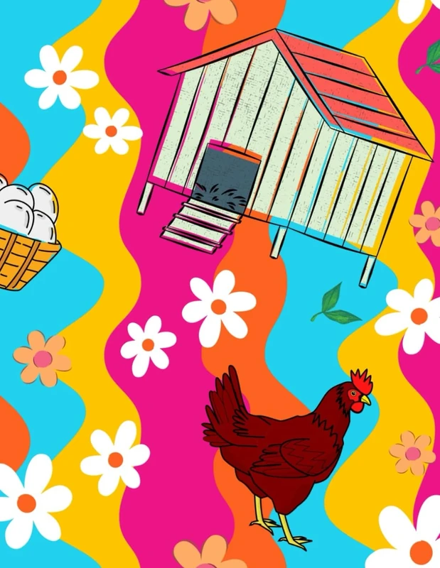 Colorful Chicken Flower Retro Weekly and Monthly Planner Calendar Undated 97 pages, 8.5” x 11’’