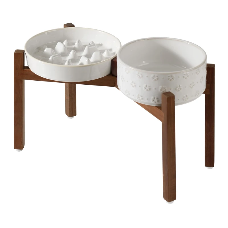 Havniva Raised Slow Feeder Dog Bowls, Elevated Dog Bowls Slow Feeder Set