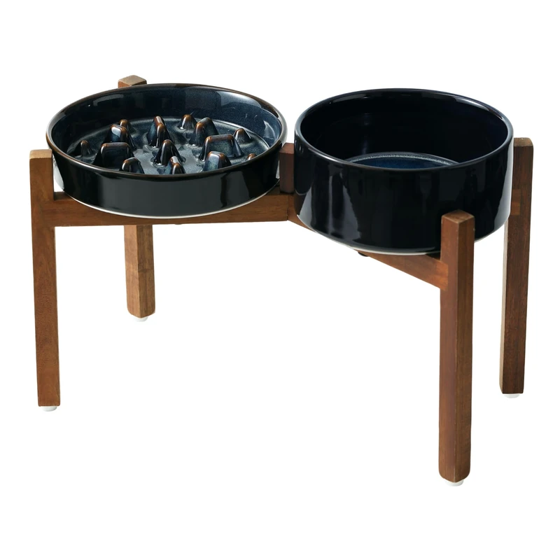 Havniva Raised Slow Feeder Dog Bowls - Ceramic Set
