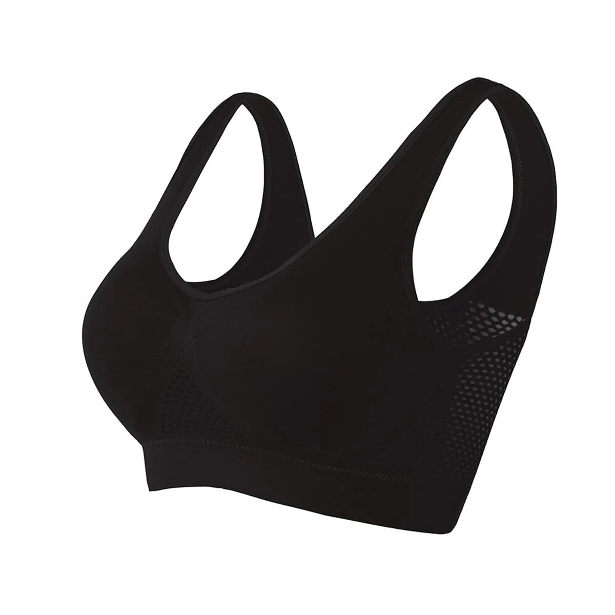 Memoryee Padded Sports Bras Women Medium Impact Plus Size for Large Breasts Push Up Seamless Breathable for Yoga Running Crop Top Black XXL