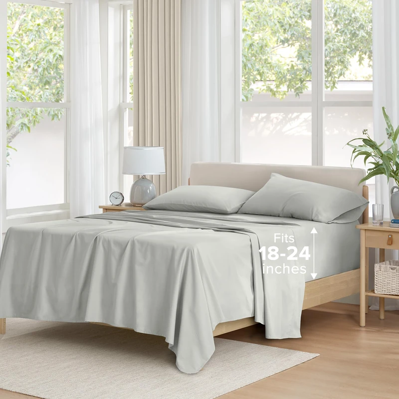 Comfort Spaces Queen Cotton Sheet Set - Extra Deep Pocket, 61cm Fit - Image 1