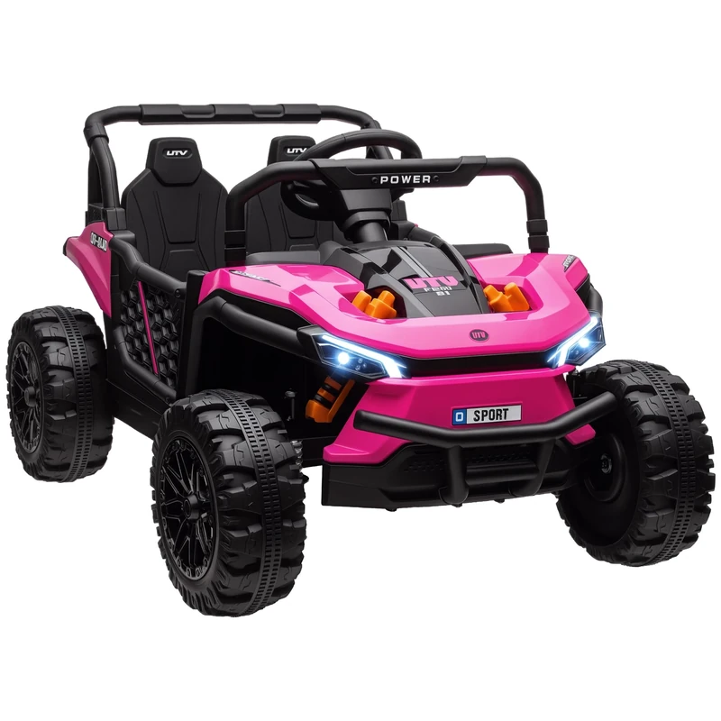 AIYAPLAY Kids Ride on Car, 12V Battery Powered Electric Truck with Remote Control, 4 Suspension Wheels, Horn, Lights, Music, USB, for Ages 3-5 Years, Pink