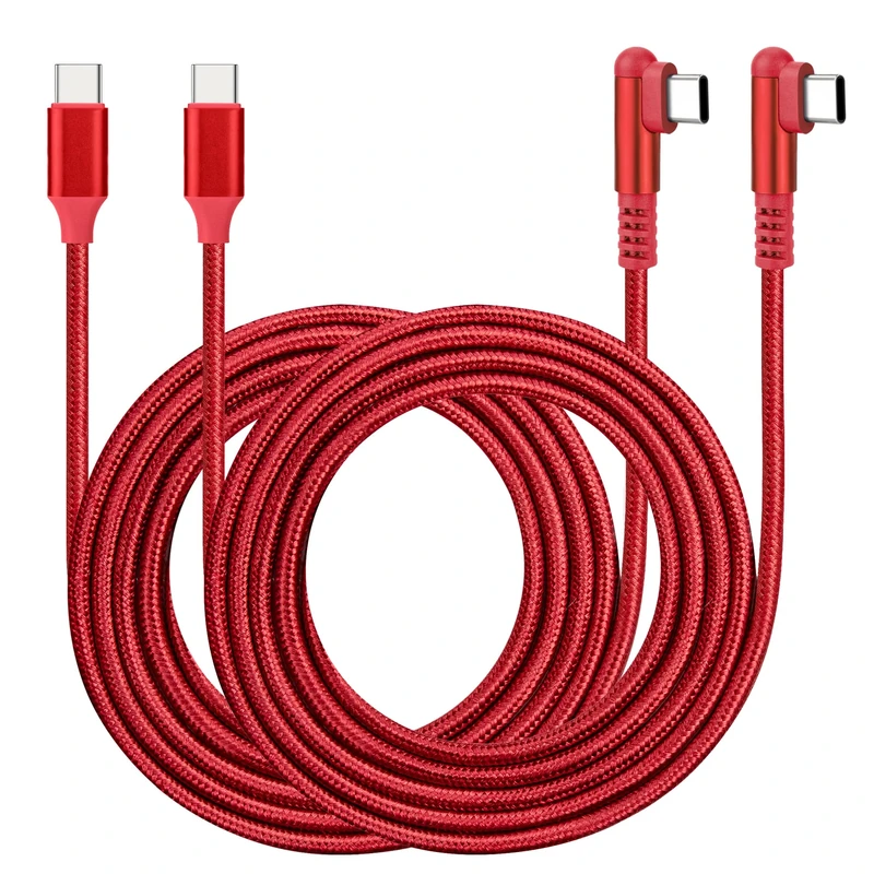 ROFICORD USB C to USB C Cable, [2 Pack] 60W Type C Right Angle Cable Fast Charging for Phone 16/15 ProMax/Car Charger/S24/S23/S22/MacBook Air/Pad/CarPlay and More USB C Device (2Pack Red, 6FT)