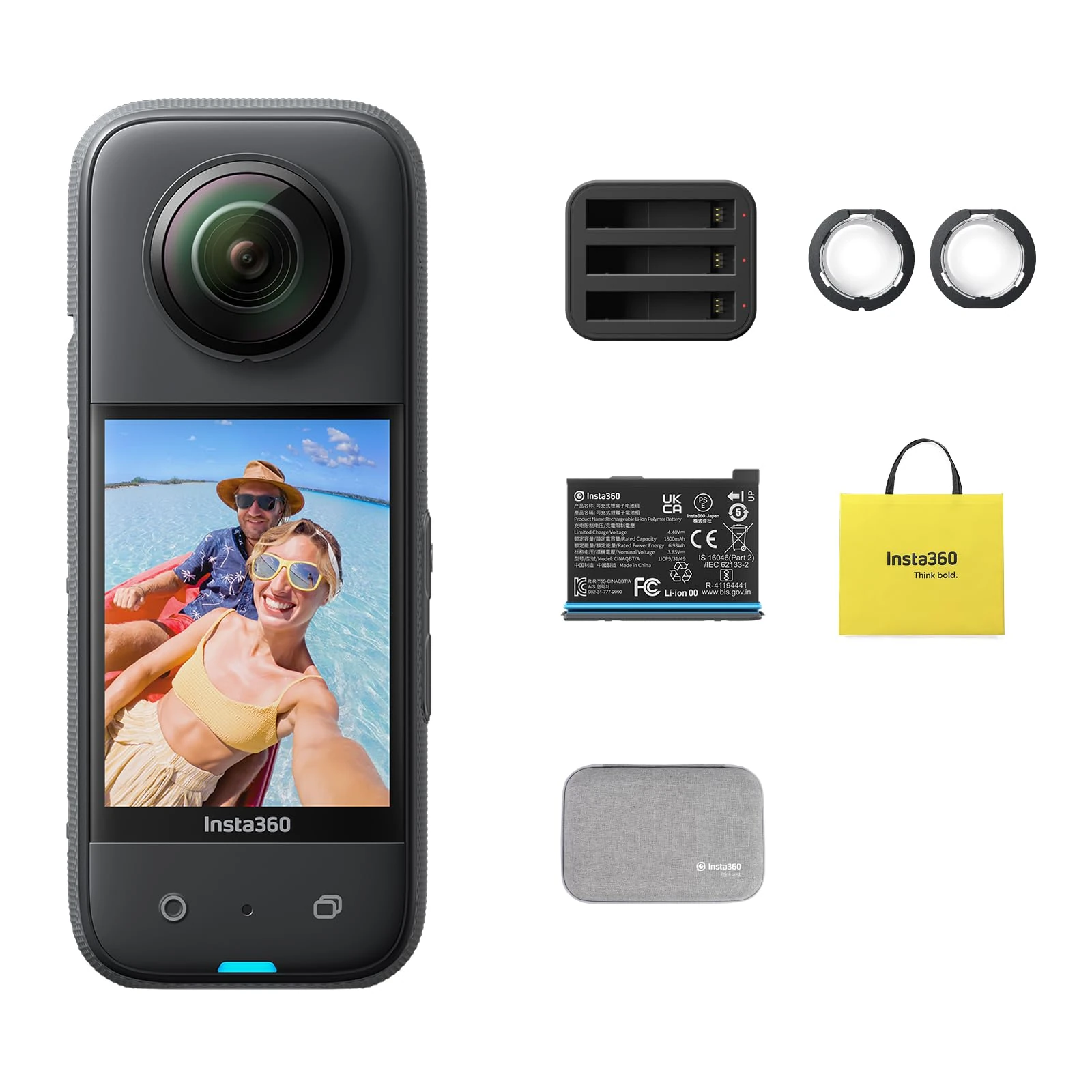 Insta360 X3 Travel Bundle - Waterproof 360° Action Camera with 1/2 Inch Sensor, 5.7K 360°