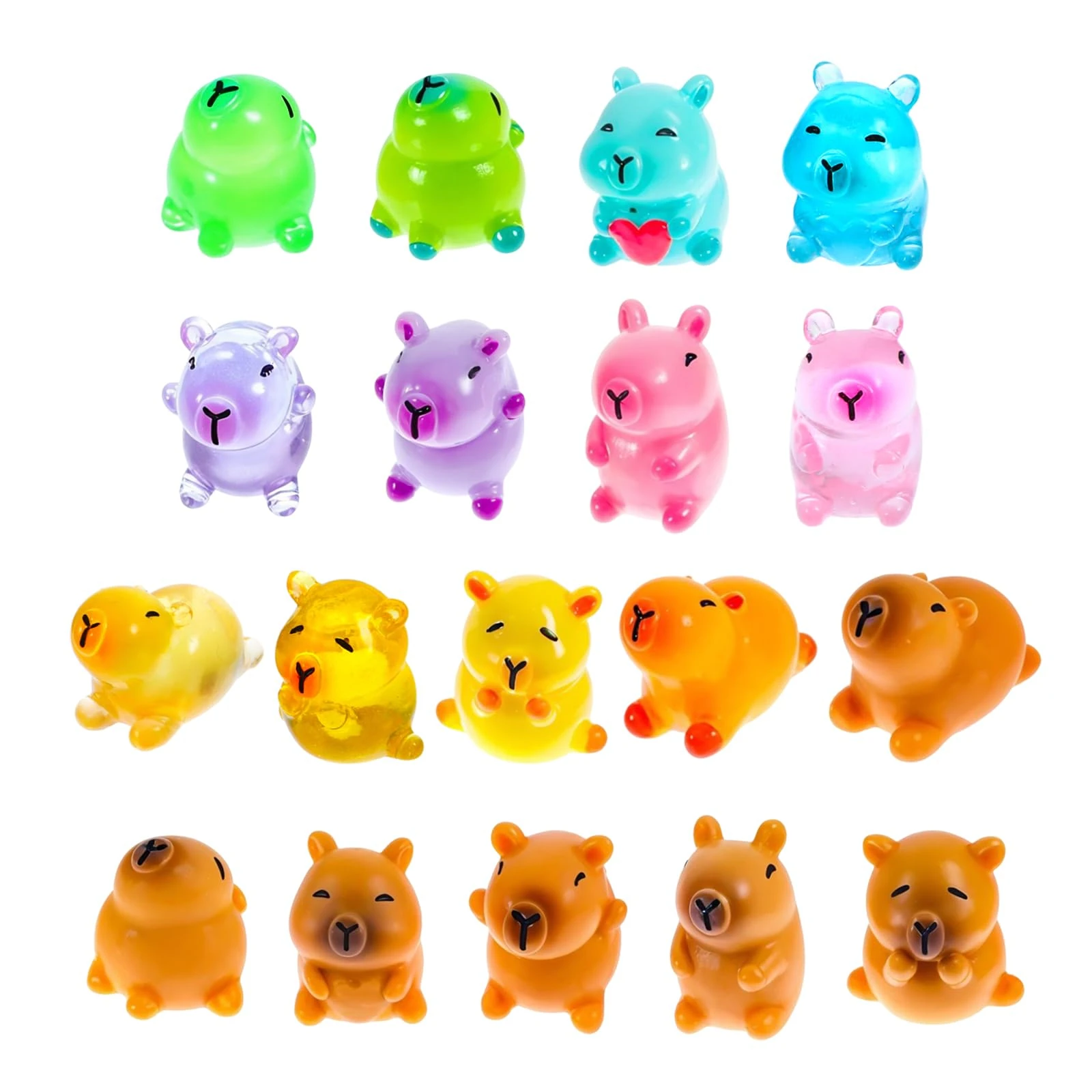 Yuanchu Mini Resin Animals, 18pcs Capybara Miniature Animals Figures Glow in The Dark Miniatures Figurines DIY Garden Small Animal Figurines Micro Landscape Aquarium Party Decor Desk Craft Accessories