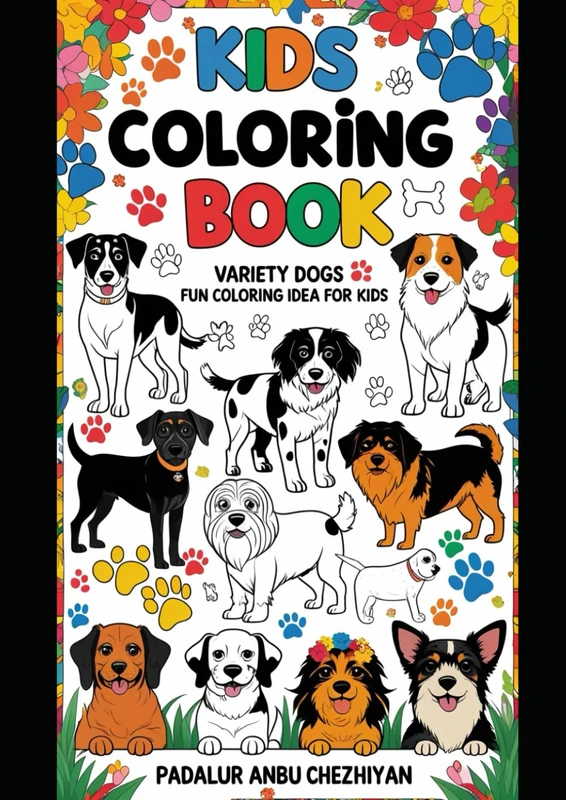 Kids Coloring book - Indian Dog: Variety Dogs Fun Coloring Idea for Kids