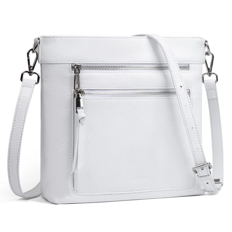 befen Genuine Leather Crossbody Bags for Women, Women's Lightweight Medium Crossbody Shoulder Purses Handbags, White