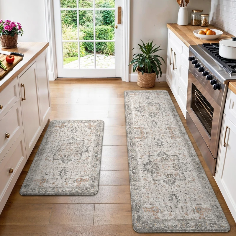 GENIMO Anti Fatigue Kitchen Mats for Floor 2PCS, Cushioned Standing Mats