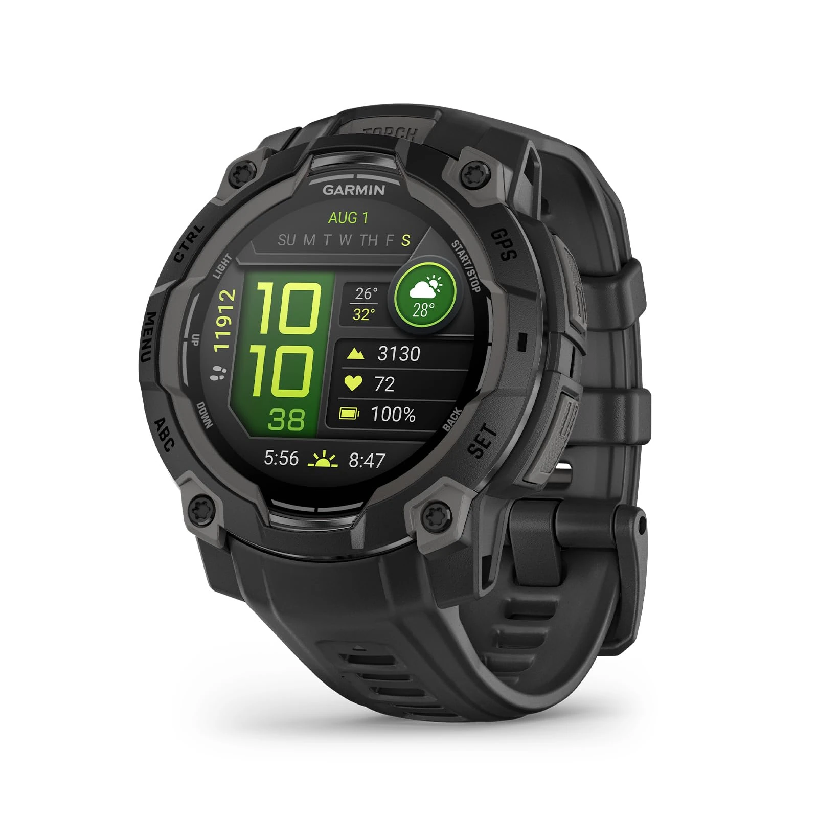 Garmin Instinct 3 GPS 45mm Smartwatch, AMOLED screen, Rugged watch, Built-in Sports Apps and Health Monitoring, LED Flashlight, Shock Resistant, 10ATM, Up to 18 days Battery Life, Black