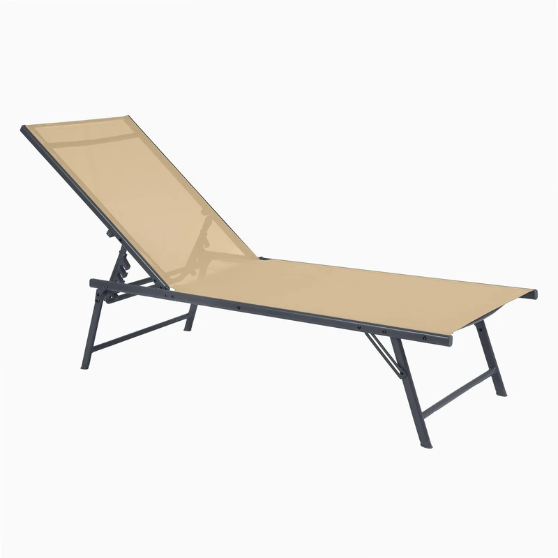 WERKA PRO Adjustable Sun Lounger Cream 5 Positions - Image 1