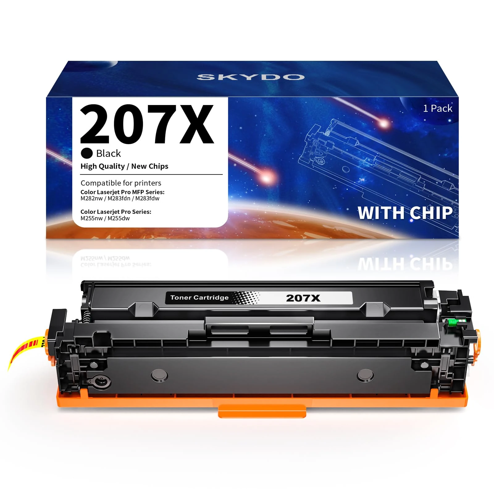 Skydo 207X Toner Black, With Chip, High Yield, Compatible for HP 207X W2210X Black Toner Cartridge Compatible for HP Color LaserJet Pro M255dw M255nw MFP M282nw M283fdn M283fdw Printer (1-Black)