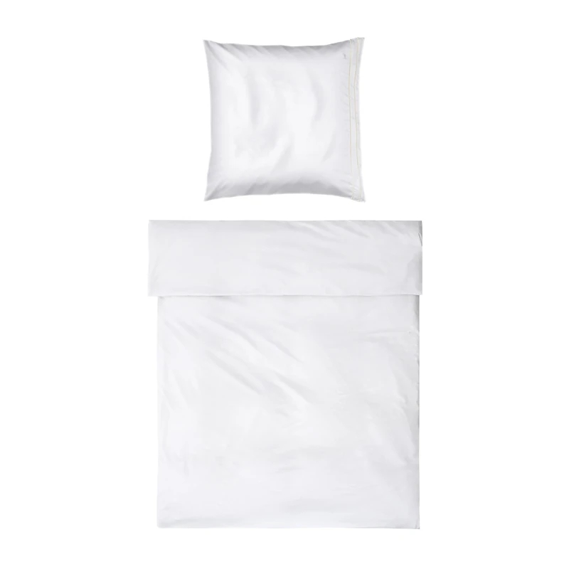 Möve Noblesse Bed Linen Set 135 x 200 cm + 80 x 80 cm 100% Cotton White/Champagne - Image 1